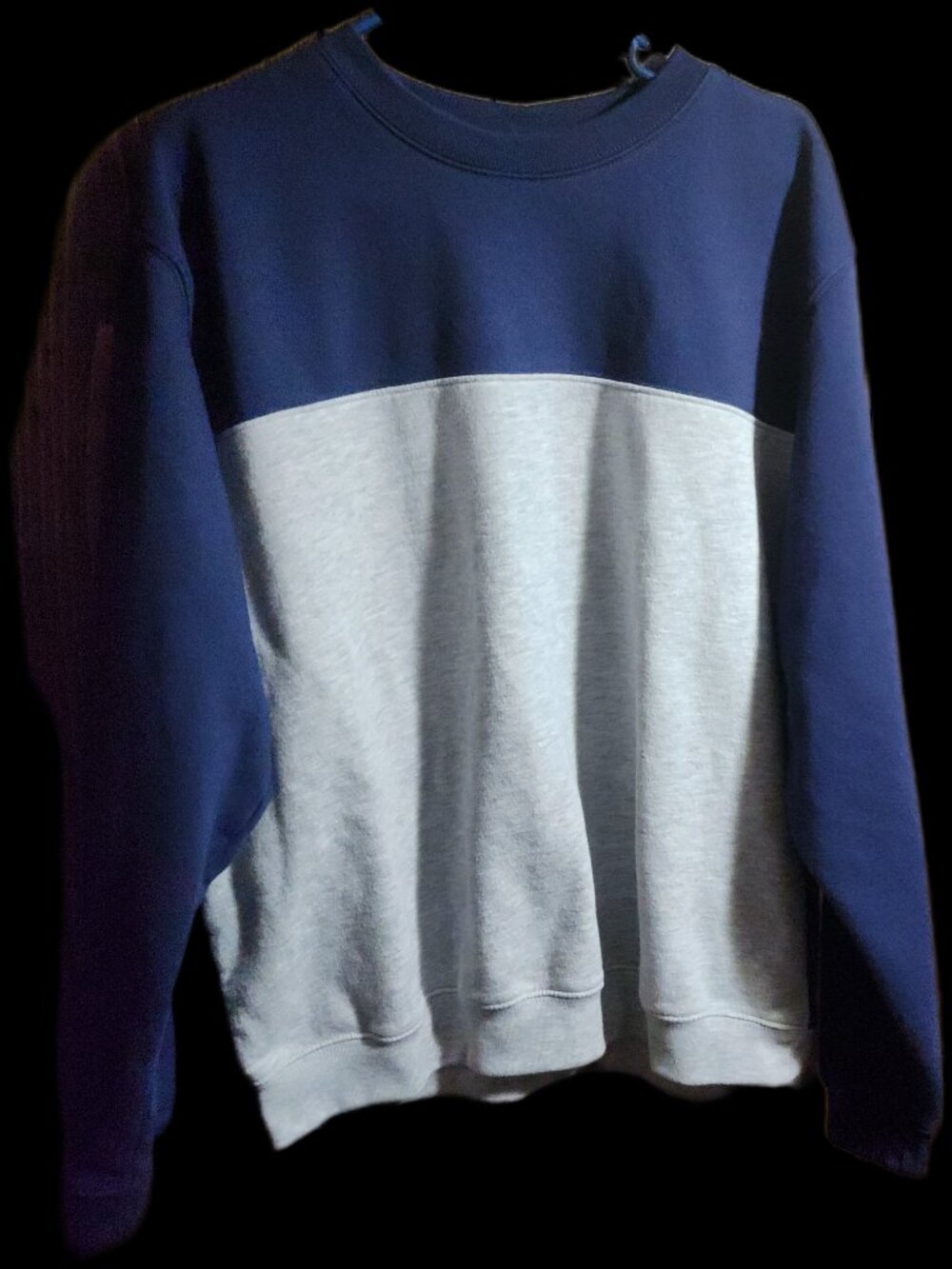 Vintage Colorblock Crewneck Sweatshirt Blue Gray Long Sleeve Pullover